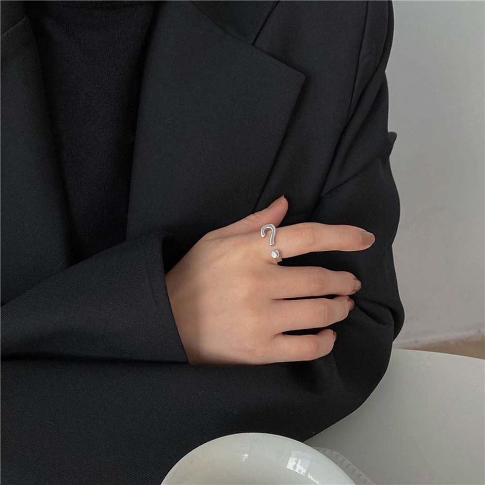 Nhẫn Kim Loại Hình Dấu Chấm Hỏi / Dấu Chấm Hỏi Nhiều Màu Sắc Phong Cách Hàn Quốc Đơn Giản Cho Nữ