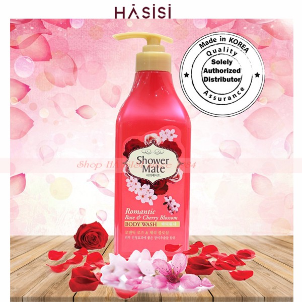 SHOWER MATE - Rose &amp; Cherry Blossom Body Wash 550g (Gel Tắm - Hoa Anh Đào &amp; Hoa Hồng)