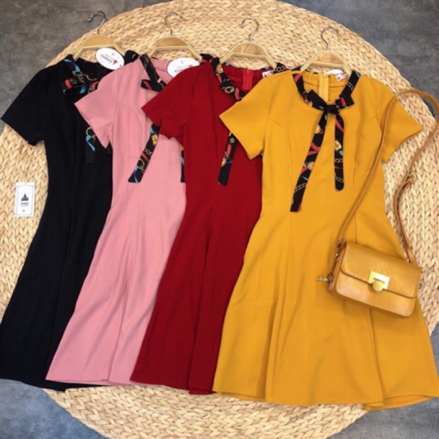 Freeship 99k TQ_Đầm cột nơ