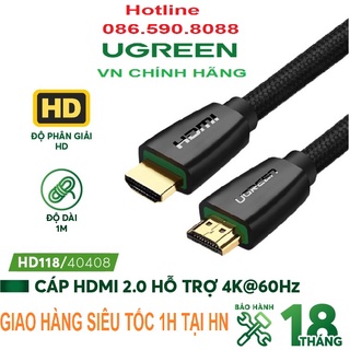 Cáp hdmi 2.0 dài 1m cao cấp hỗ trợ 3d và 4k ugreen 40408 - hàng chính hãng bh 18 tháng