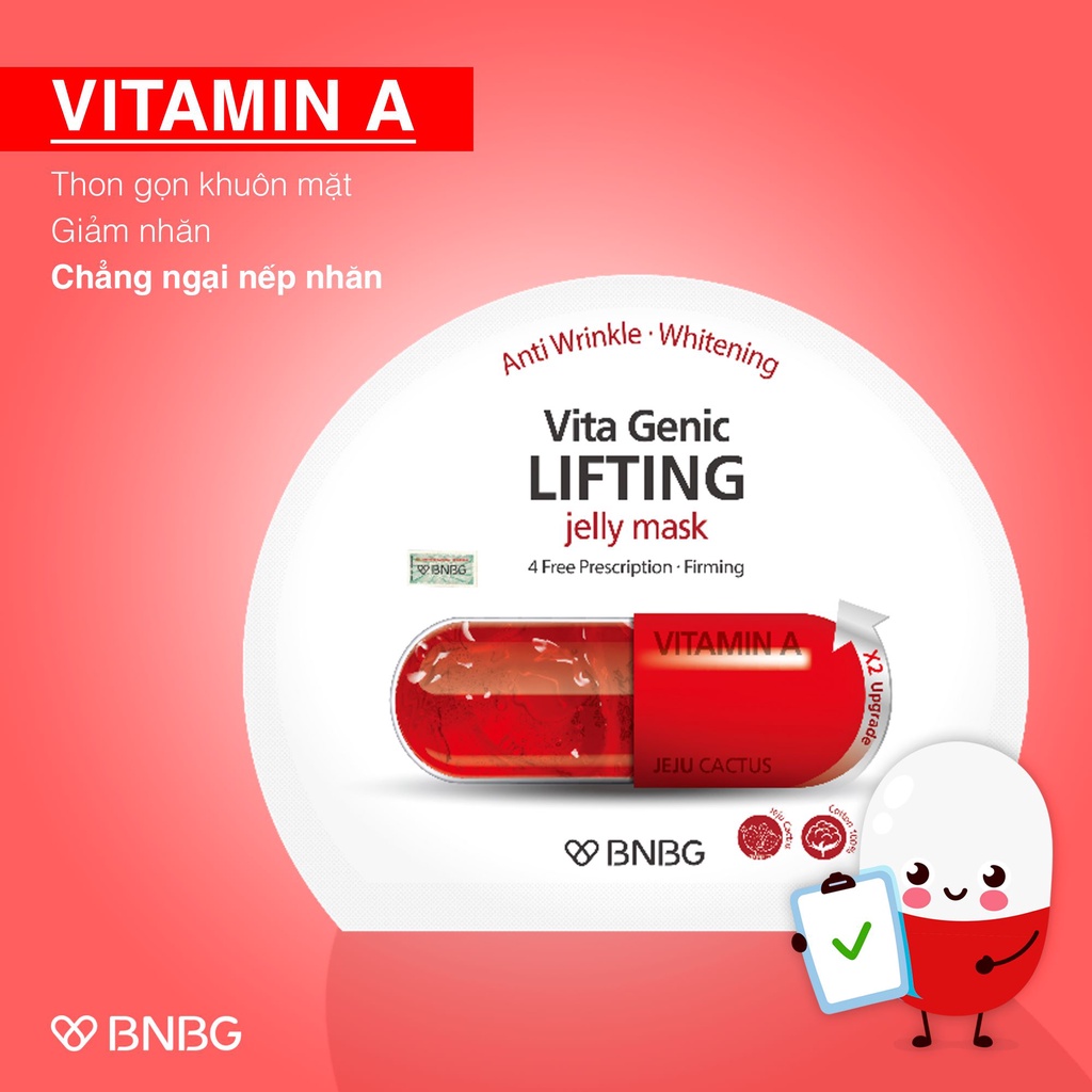 [ Hàng chính hãng ] Bộ 5 Mặt Nạ BNBG Vita Genic Lifting Jelly Mask - Vitamin A  30ml x 5