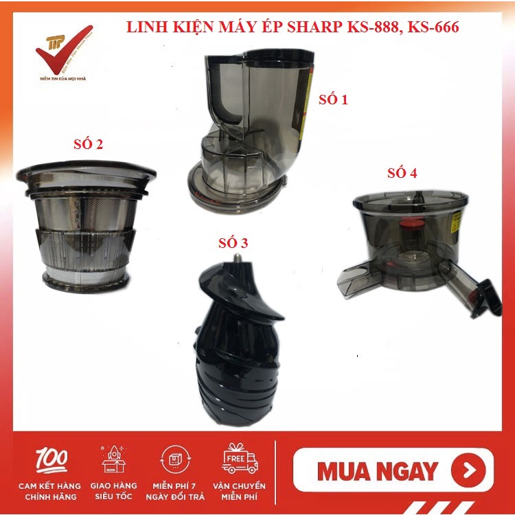 Linh kiện chính hãng Lưới lọc ống nhồi cốc 2 vòi trục xoắn máy ép chậm sharp Ks888, Ks 666