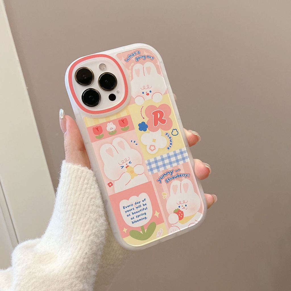 Ốp Điện Thoại tpu Mềm Hình Thỏ Hồng Cho iphone 7 8 plus x xr xs 11 12 13 14 15 mini pro max se 2020