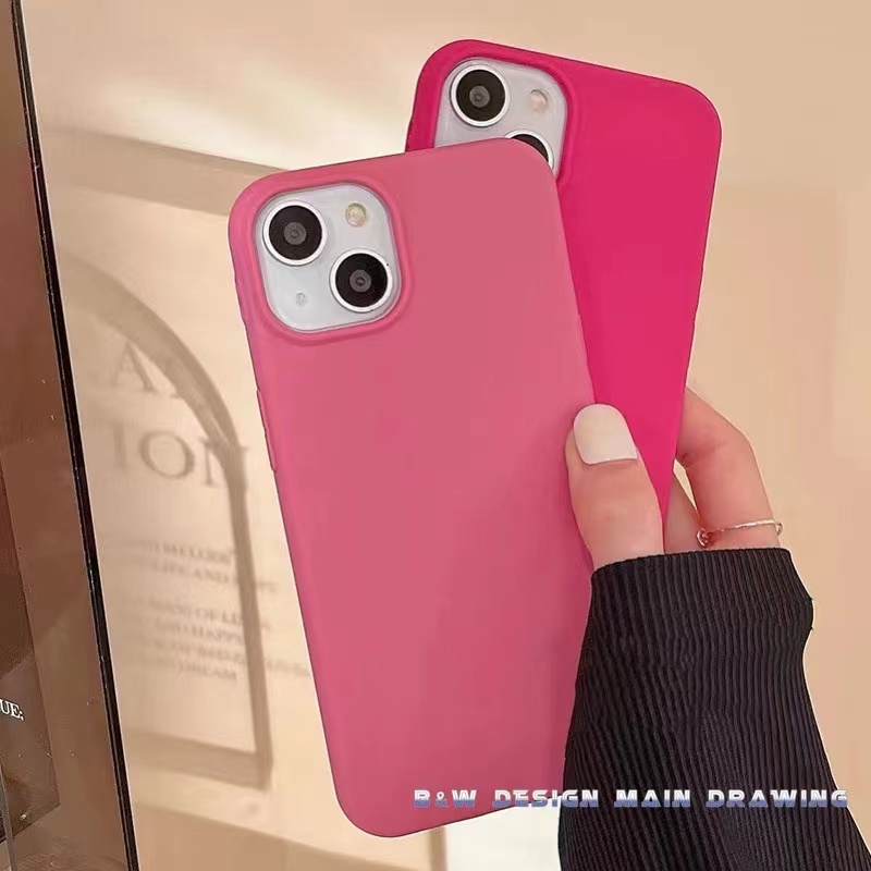 Ốp Điện Thoại Silicon Màu Hồng Đỏ Thời Trang Chống Sốc Cho iPhone 13 12 11 Pro MAX IX XS MAX XR