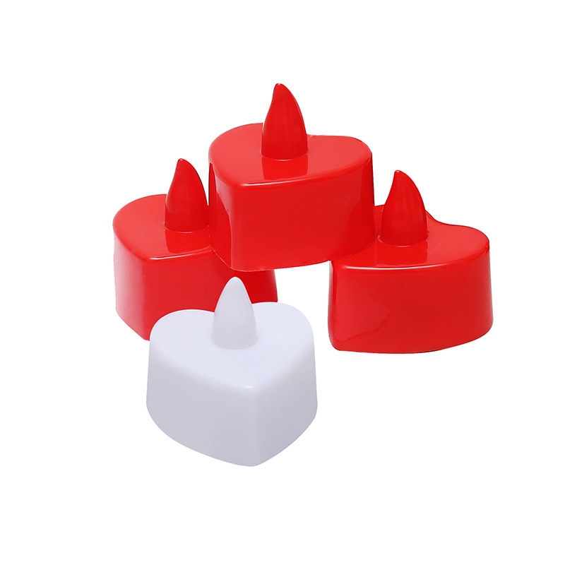 Bộ 10 Đèn LED Nến Không Lửa Tạo Hình Trái Tim Lãng Mạn