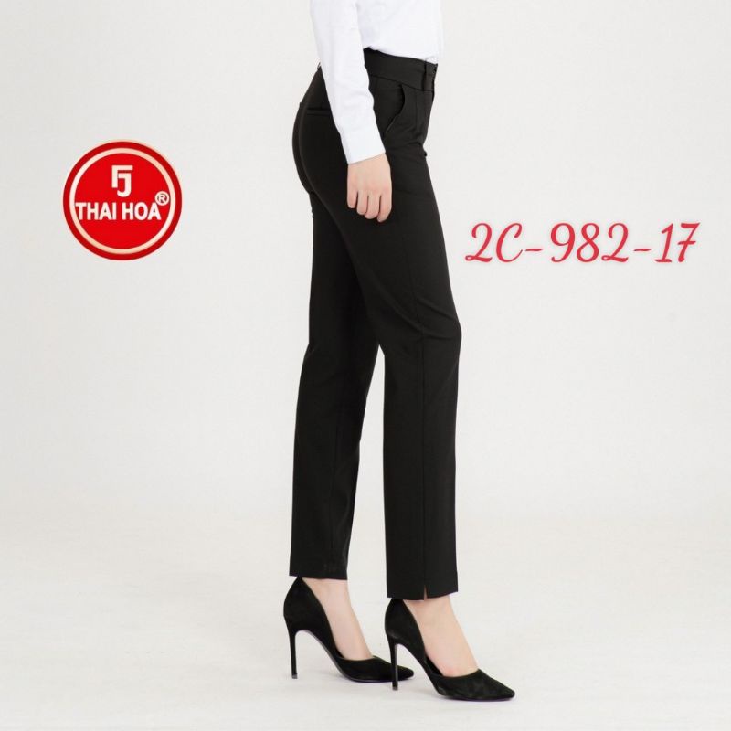 Quần tây Thái Hòa 9 tấc lưng cao 2 ly chìm màu đen 2C-982-17