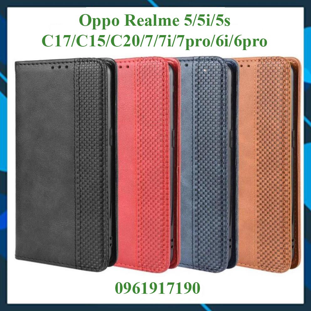 [FreeShip] Bao da dạng ví Oppo Realme 5 5i 5s C17 C15 C12 C11 C20 C3 7 7i 7pro 6 6i 6pro nắp gập, ngăn đựng thẻ ATM đẹp