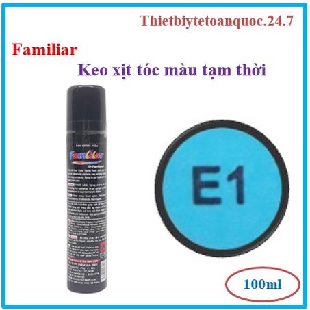 [Chính hãng] E1-Xanh dương-Gôm xịt màu tạm thời Familiar đủ màu 100ml- gội là hết