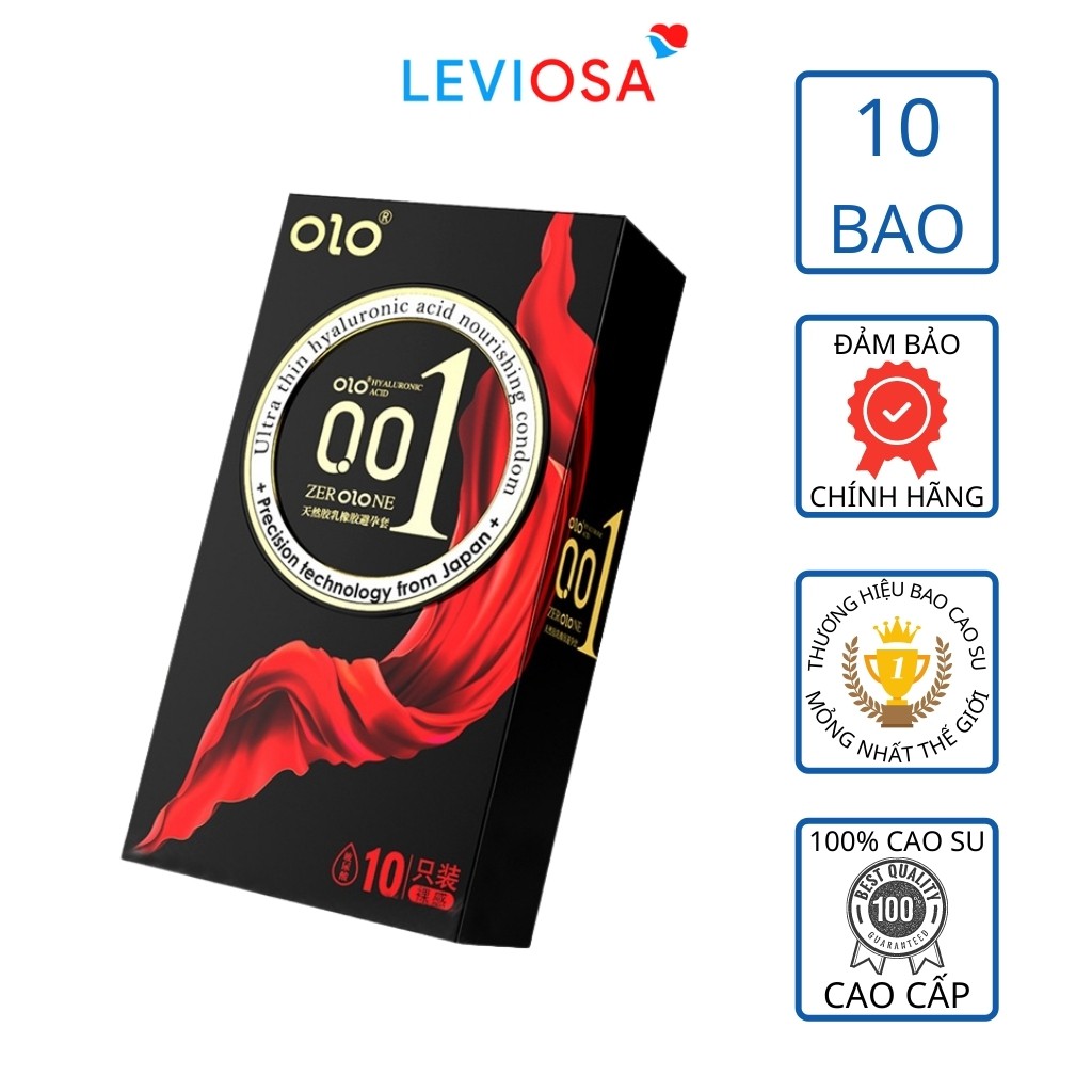 Bao cao su OLO siêu mỏng 001 BLACK NAKED cao cấp Hộp 10 BCS Công nghệ Nhật Bản Size 52mm