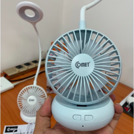 Đèn bàn sạc led COMET CT176 4W kiêm Quạt sạc 4W, tổng công suất 8W