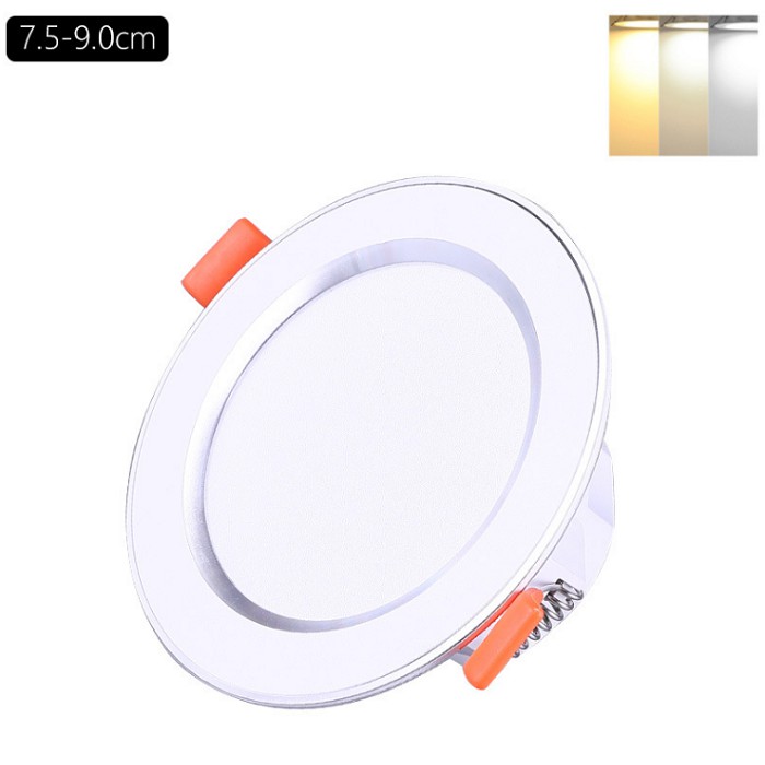 Đèn Led âm trần đổi màu 3w viền vàng, viền bạc, đèn mắt trâu, đèn phòng ngủ, đèn trang trí