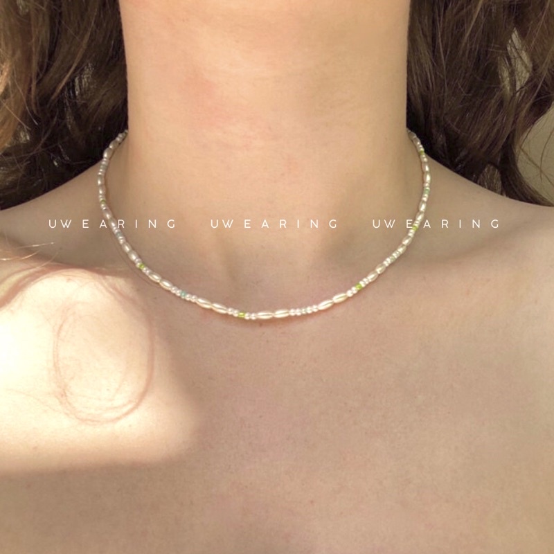 Vòng cổ hạt ngọc hình lúa Beaded  phong cách vintage thanh lịch