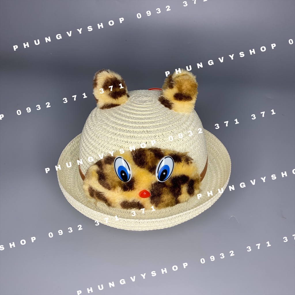 Bé 1-3 Tuổi/ Vòng đầu 49cm- Mũ cói đi biển LONG BÁO- Nón bucket che nắng trẻ em