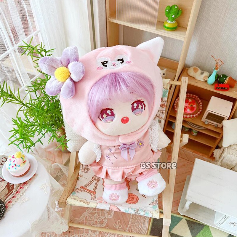 Búp Bê Cáo Ác Quỷ Màu Hồng 20cm Mặc Trang Phục Cho Búp Bê