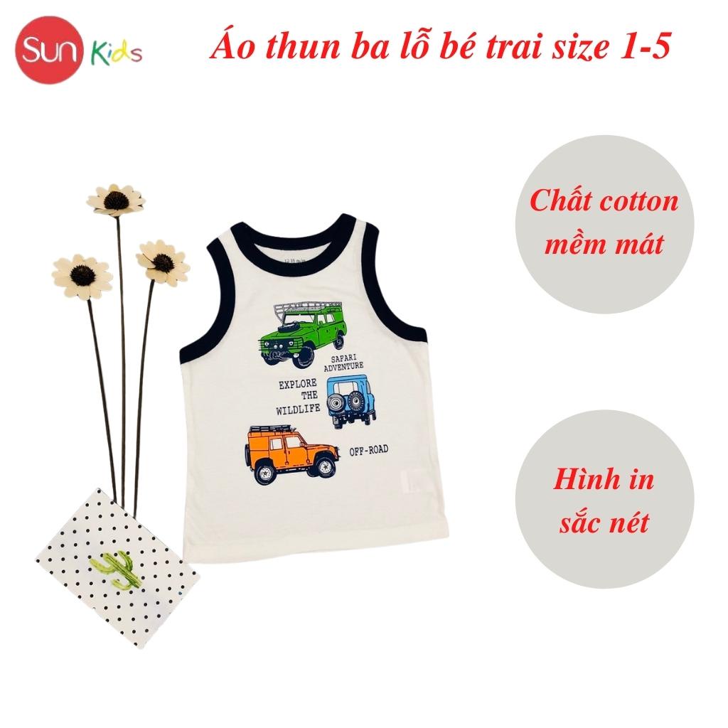 Áo thun bé trai, áo ba lỗ bé trai chất cotton, nhiều màu, Size 1 - 5 tuổi - SUNKIDS