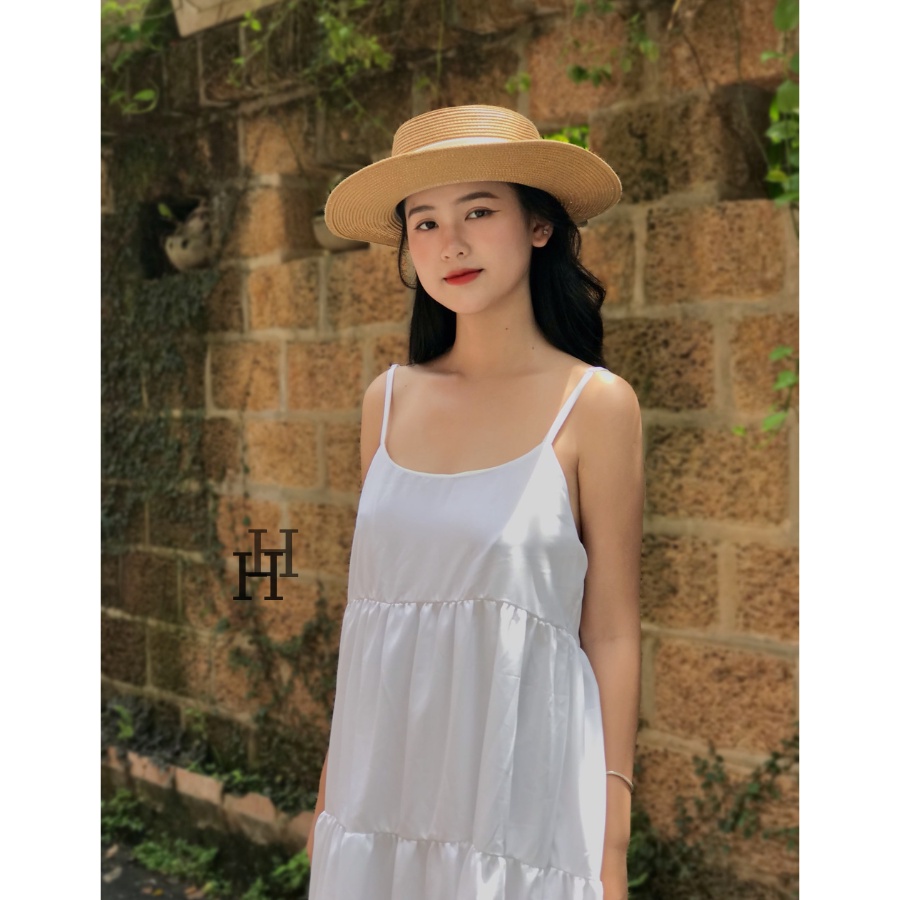 Đầm babydoll hai dây dáng dài màu trắng &amp; đen HDC90 Hỉn Hỉn Store