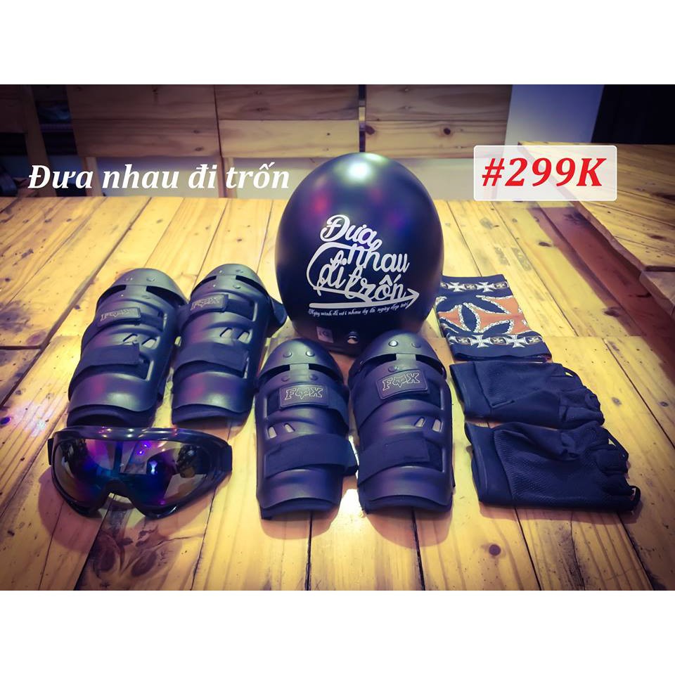 XẢ HÀNG [Combo 5 Món Đồ Phượt Cơ Bản Cho 1 Chuyến Đi An Toàn - Mũ Bảo Hiểm,Giáp Bảo Hộ - Nhựa ABS Độ Bền Cao