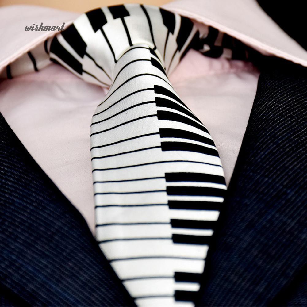 Cà Vạt Nam Bản Nhỏ Màu Trắng Đen Hình Phím Đàn Piano