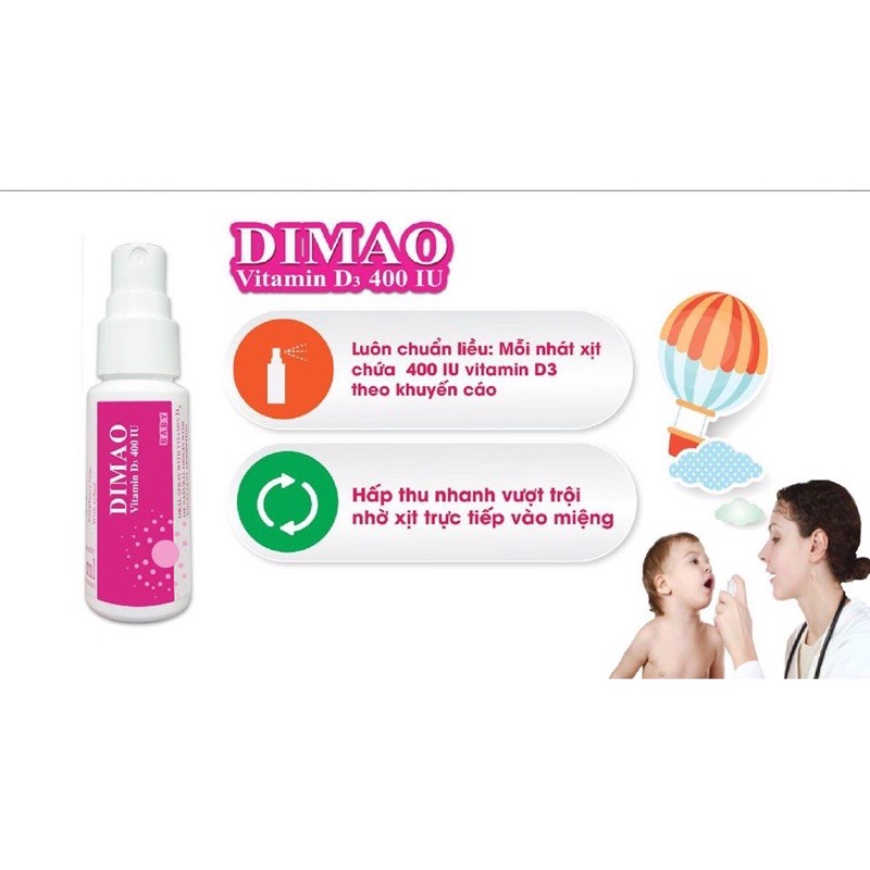 Vitamin D3 dạng xịt tiện lợi Dimao Keovon Chai 25ml