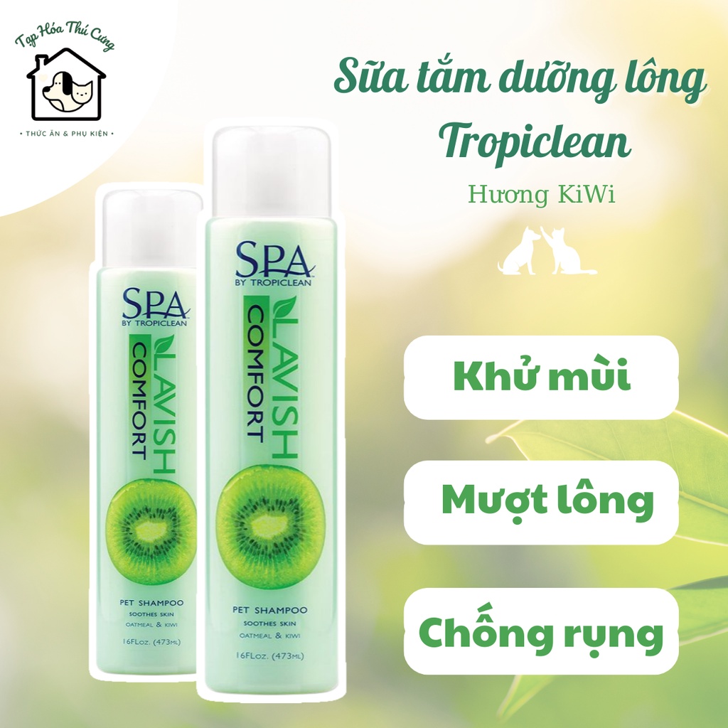 Sữa tắm dưỡng lông Spa Tropiclean hương kiwi cho chó mèo