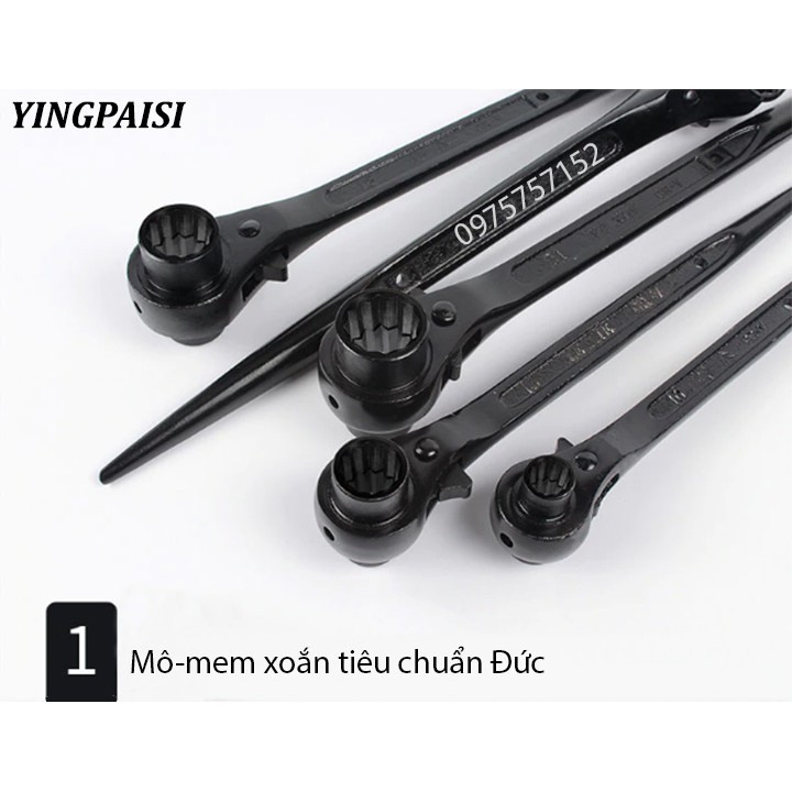 Cờ lê đuôi chuột 13-15mm, cờ lê giàn giáo tự động YINGPAISI thép cứng CR-V, tuýp giàn giáo đa năng 2 đầu