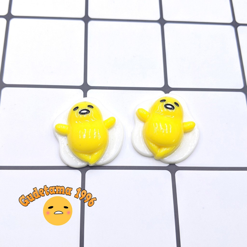 Charm trứng lười Gudetama 3cm trang trí slime