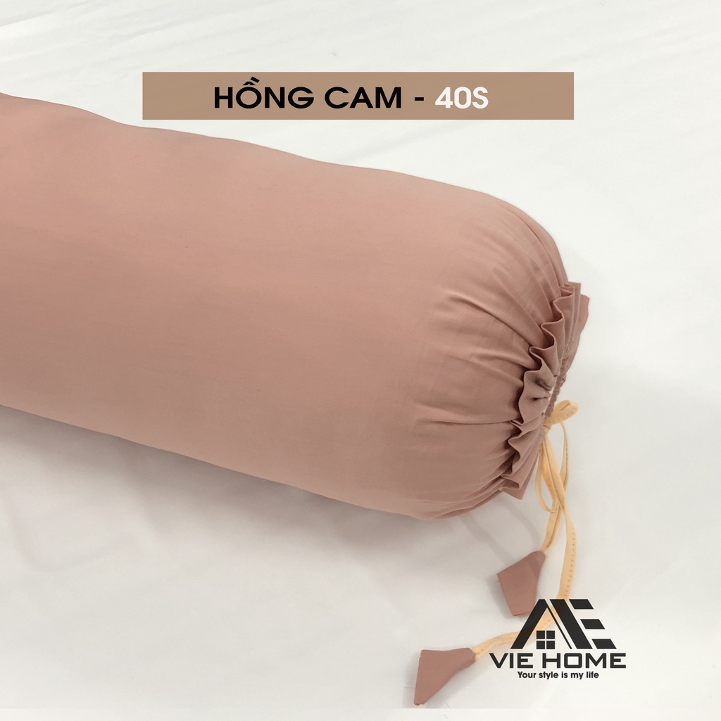 Vỏ gối ôm lụa Tencel 40s VIE HOME - Bedding, hàng đẹp kích thước 35x100cm trơn màu cao cấp