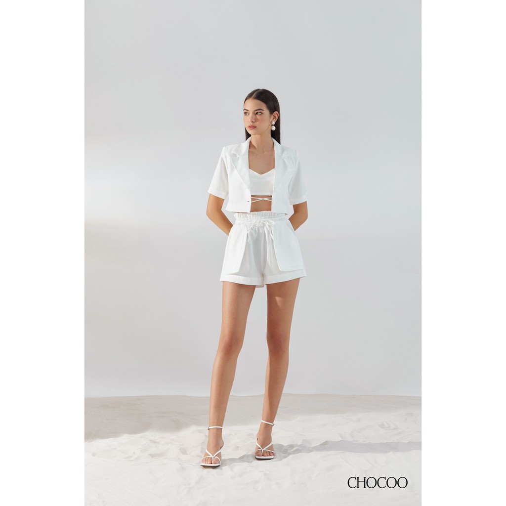 Áo vest nữ CHOCOO Hailee Blazer dáng ngắn croptop ống tay ngắn vải cotton thiết kế cao cấp tôn dáng sang chảnh năng động