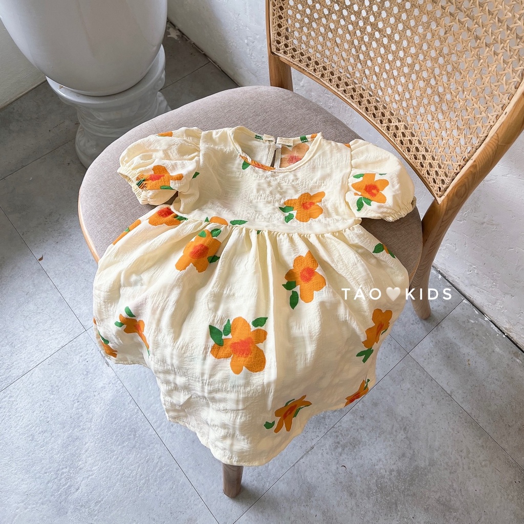 Váy cho bé gái, Đầm hoa nhí 8-24kg cho bé chất đũi xốp mềm dáng xòe bay bồng đáng yêu