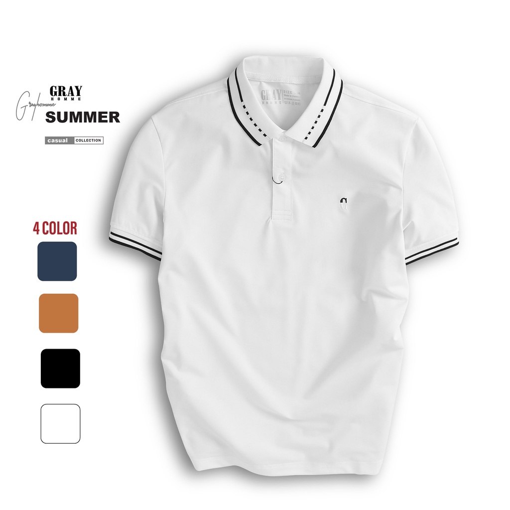 Áo Polo Nam Có Cổ Grayhomme Phối Bo Viền Cổ Trẻ Trung, Năng Động TPG014