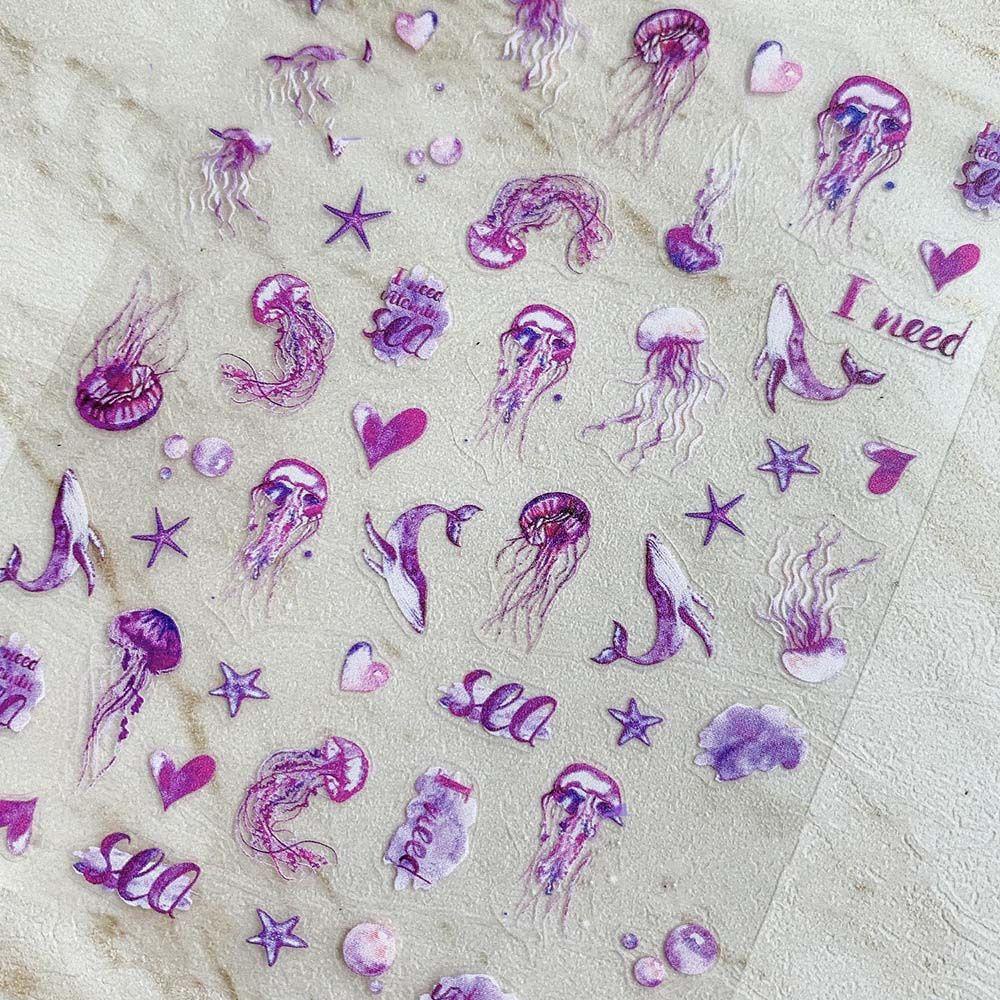 Nhãn Dán Trang Trí Móng Tay Hình Cá Voi Đám Mây Siêu Mỏng Màu Sắc Đẹp Mắt