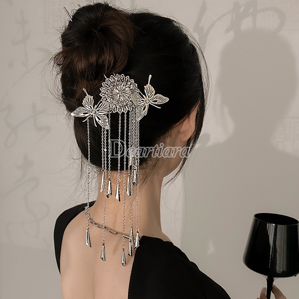 Kẹp Tóc Hình Hoa Bướm Tua Rua Thời Trang