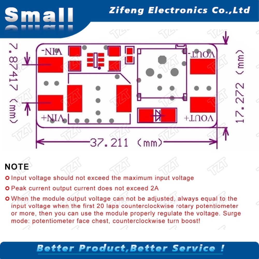 POWER 5 Mô Đun Tăng Áp Mt3608 Dc-Dc Max 28v 2a Cho Arduino