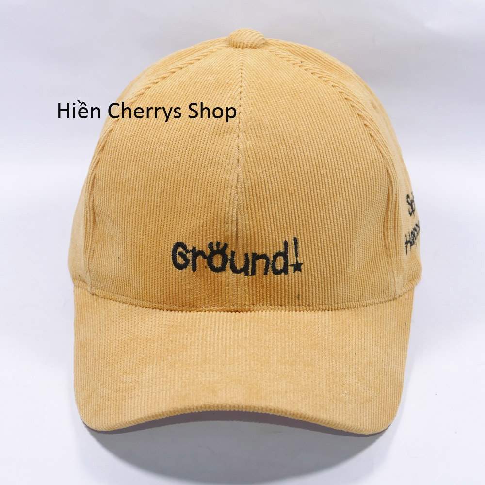Nón kết thêu hình chữ Ground chất liệu nhung tăm cao cấp form unisex nam nữ