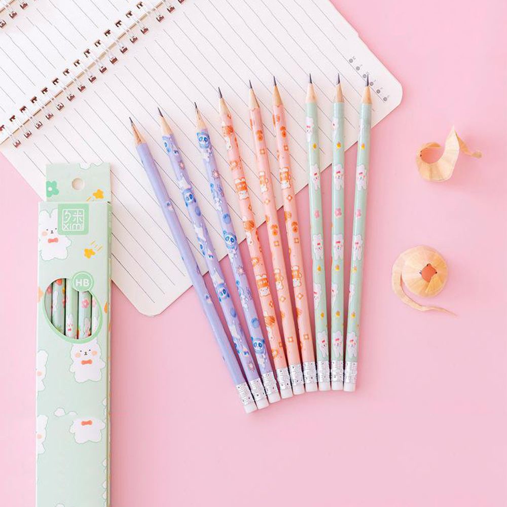 Set 10 Bút Chì Gỗ Họa Tiết Hoạt Hình Dễ Thương Cho Học Sinh