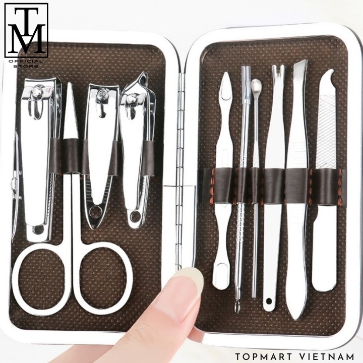 Bộ Bấm Móng Tay 10 Món Thép Không Gỉ - Bộ Cắt Móng Tay Làm Nail Cao Cấp
