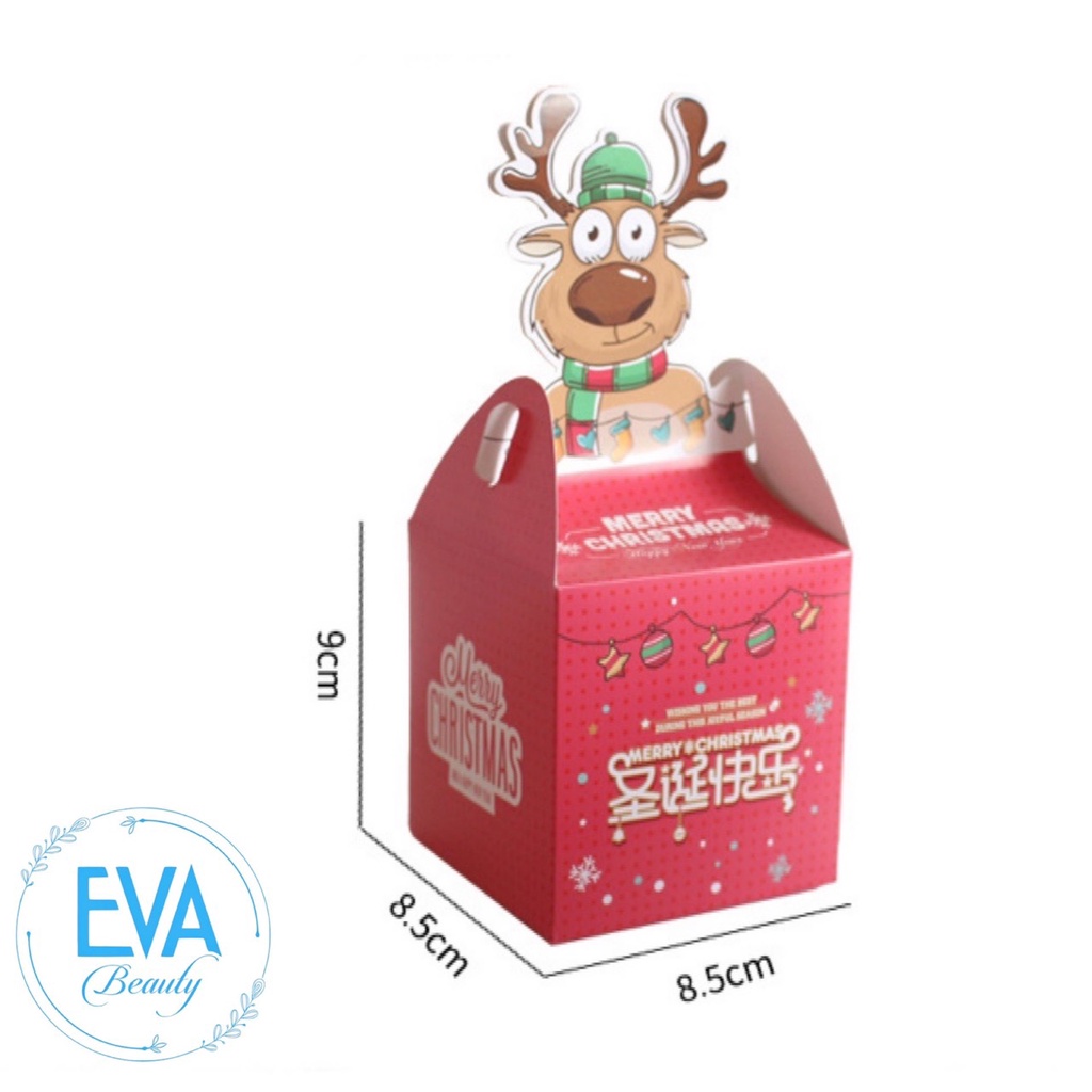 Set 10 Hộp Quà Noel Đựng Quà Giáng Sinh Nắp Gài Hoạt Hình Cute Nhiều Mẫu M3535