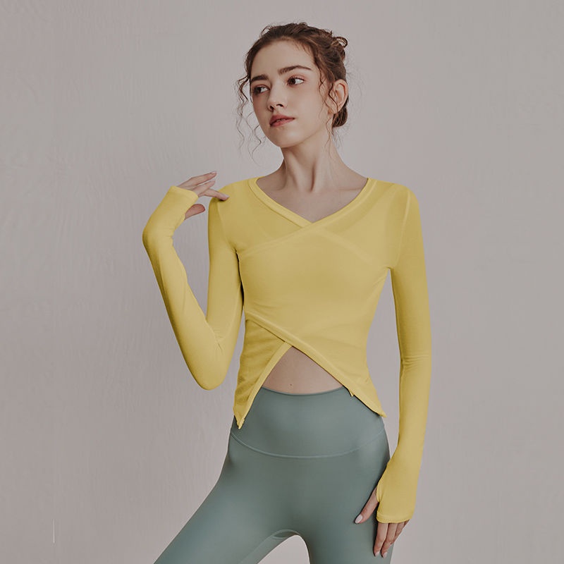 Áo Tập Yoga / Thể Thao Tay Dài Cổ Chữ V Quyến Rũ Thời Trang Mùa Thu Cho Nữ 0827