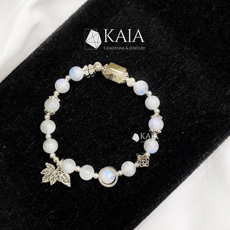 Vòng tay phong thuỷ thiết kế moonstone mix lu thống may mắn bình an - KAIA