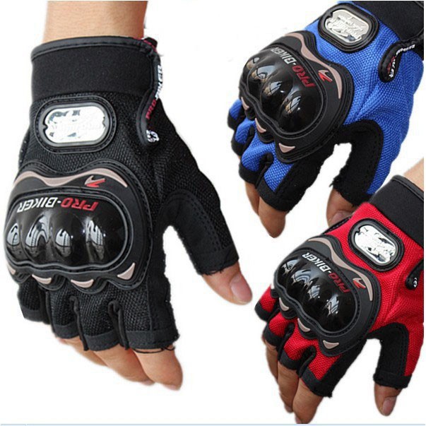 Găng Tay Phượt, Găng Tay Xe Máy Pro-Biker Cụt Ngón - Gù Nhựa Cứng Chống Va Đập - BH 3 Tháng