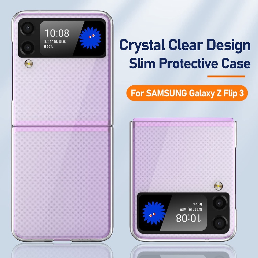 Ốp điện thoại TPU PC cứng trong suốt siêu mỏng chống trầy xước cho Samsung Galaxy Z Flip 3