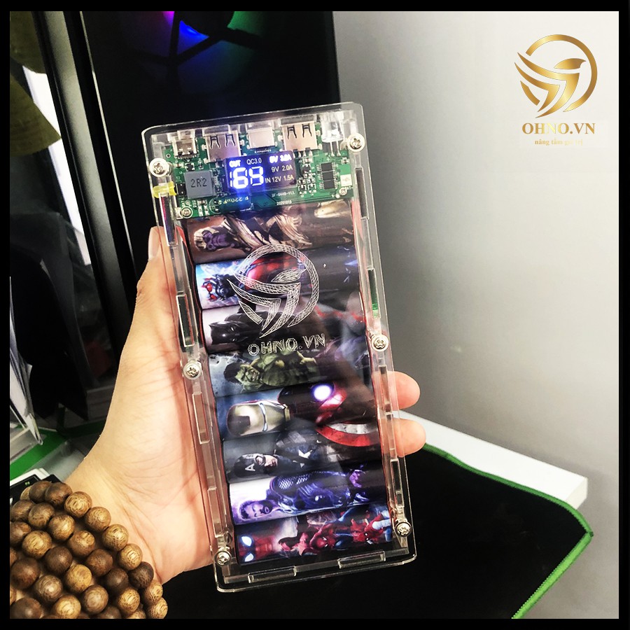 Pin Sạc Dự Phòng Độc Lạ Đa Năng Cục Sạc Dự Phòng Mi Ca Họa Tiết Trong Suốt Pin 30000mah
