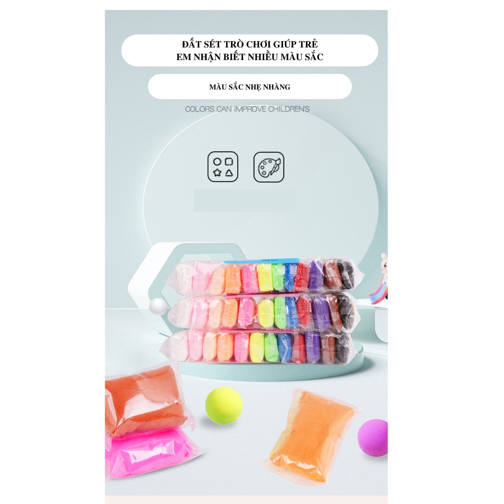 Đất Sét Tự Khô, Đất Nặn An Toàn cho bé Set 12,,36 màu hàng có sẵn, đất sét tự khô an toàn cho bé