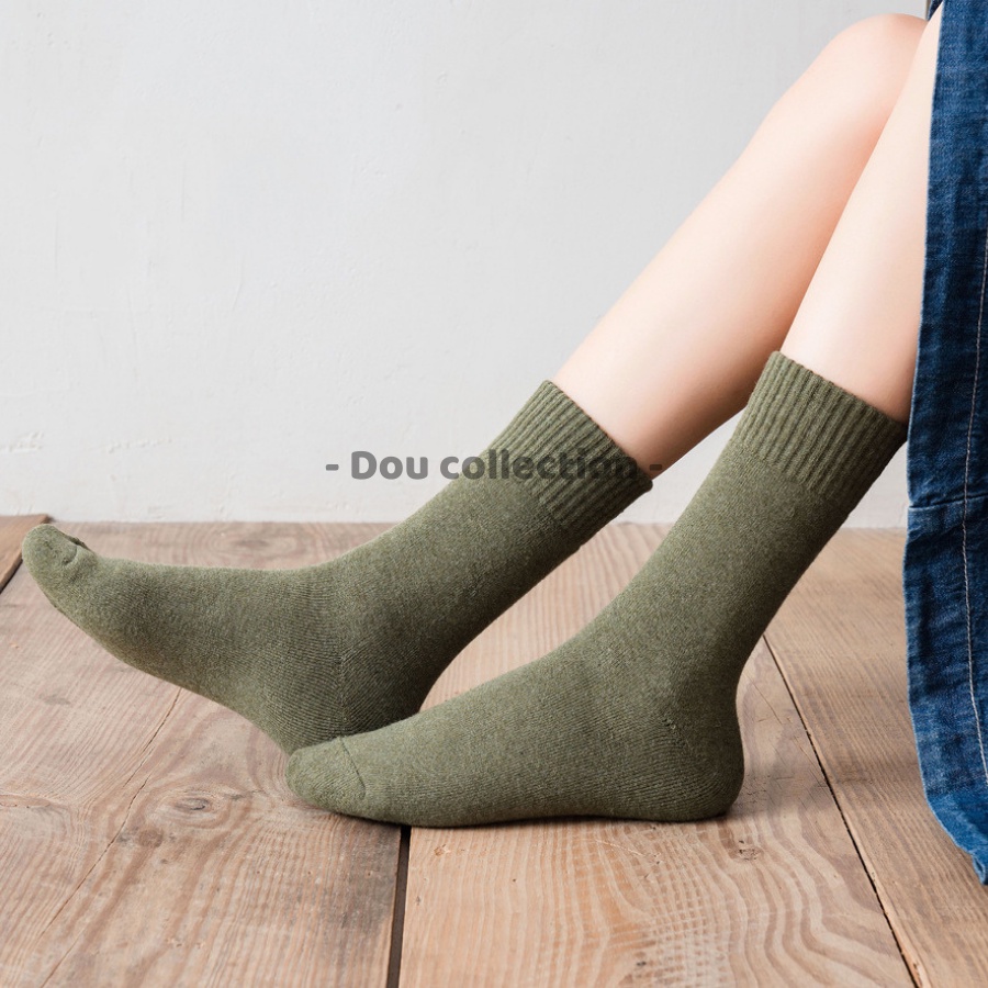 [Nowship2h] Vớ Tất Cotton Nam Nữ Cổ Cao Trơn Dày Phong Cách Nhật Bản Thời Trang Thu Đông - Mã TV030
