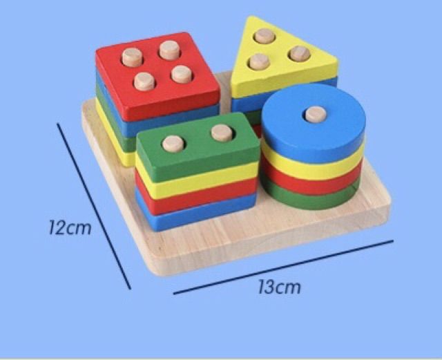 Đồ chơi phát triển trí tuệ Thả Hình Khối 4 CỌC cho bé ( THẢ KHỐI )