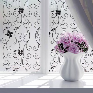 1m x 45cm Decal dán kính mờ cửa sổ có sẵn keo - hoa dây đen MBI162