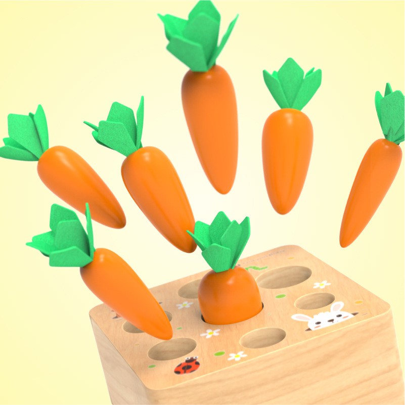 Treeyear Đồ chơi bằng gỗ hình củ cà rốt phát triển trí tuệ cho bé 1 tuổi