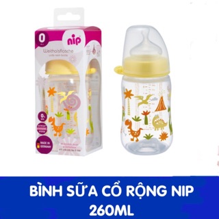 Bình sữa NIP cổ rộng silicon chống sặc 260 ml