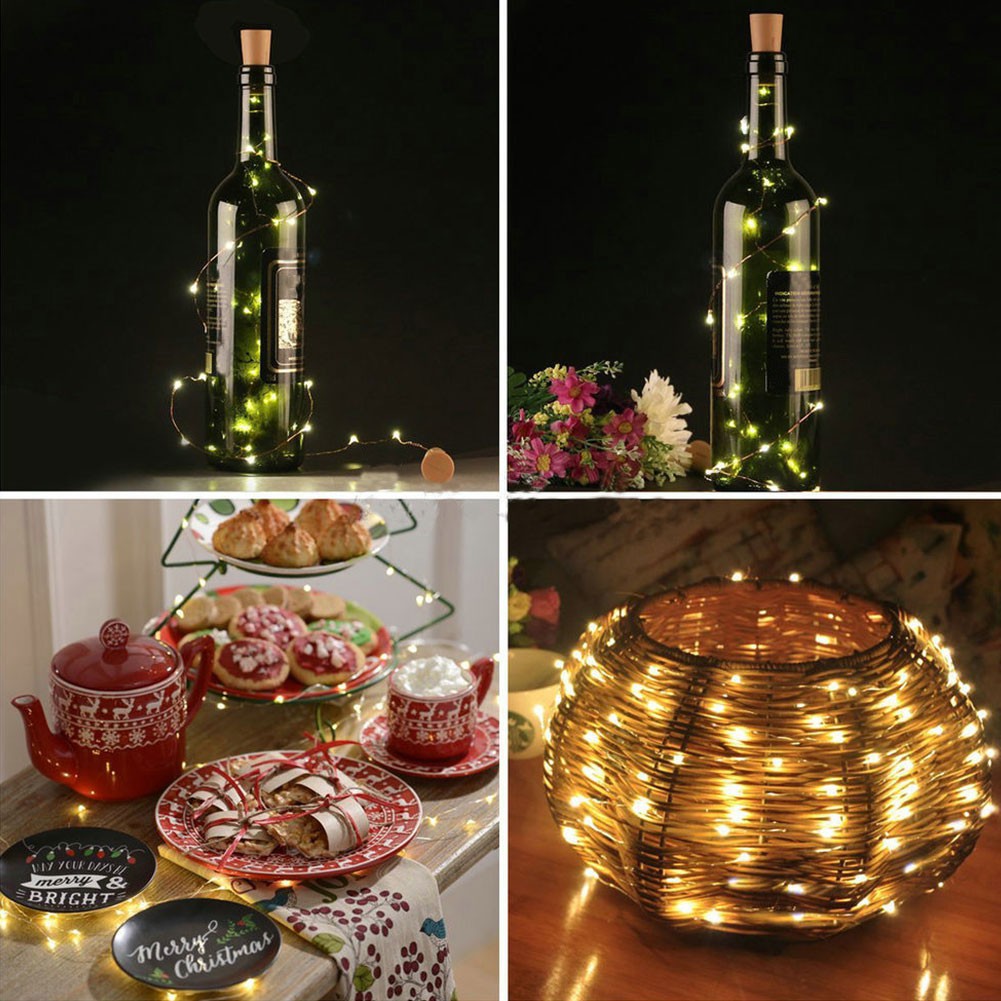 Đèn LED dây 15 / 20 bóng hình nút bần trang trí chai rượu vang sáng tạo