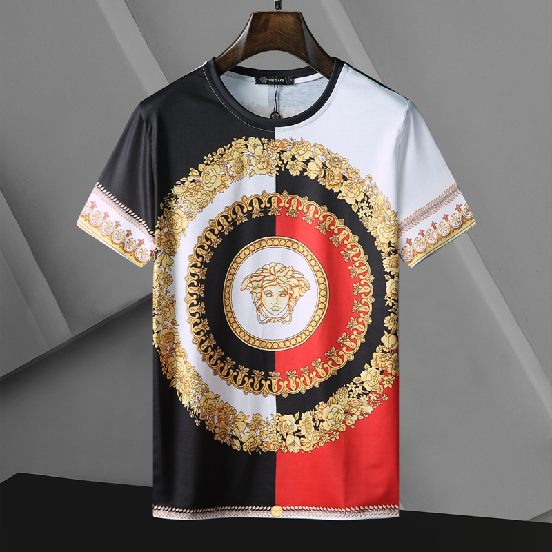 Áo Thun Tay Ngắn Cổ Tròn Chất Cotton In Logo Versace Thời Trang Có Size Từ M-3Xl Cho Nam